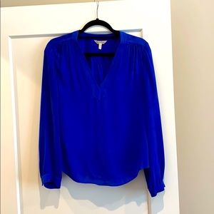 Practically New - Rebecca Tailor blue silk blouse